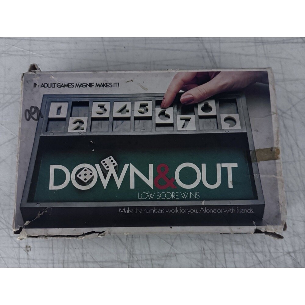 1979 Vintage Down & Out Dice Board Game Low Score Wins Family Complete Used B103